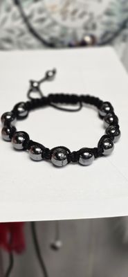 Hematite Bracelet Bead Rope Adjustable Bracelet Natural Stone 10mm