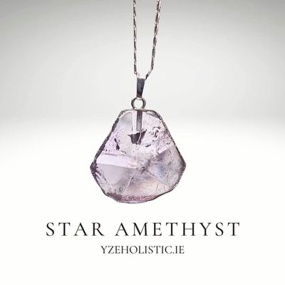 Star Amethyst Crystal Pendant Silver Necklace 