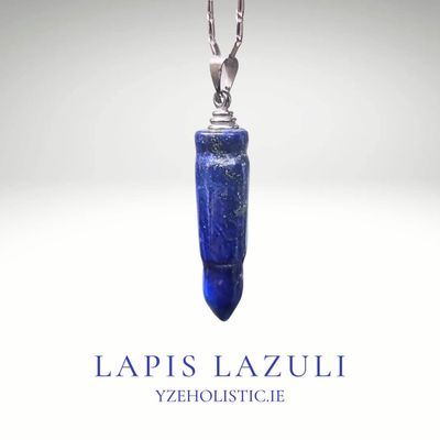 Lapis Lazuli Natural Crystal Pendant Point Bullet Necklace