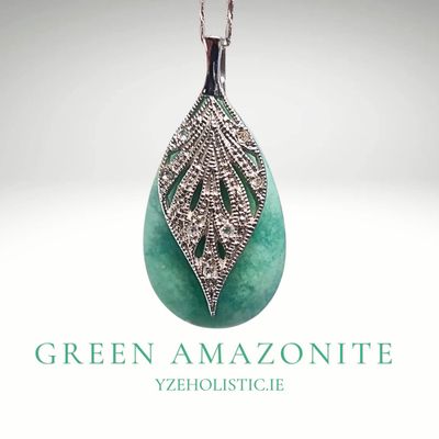 Natural Green Amazonite Crystal pendant necklace