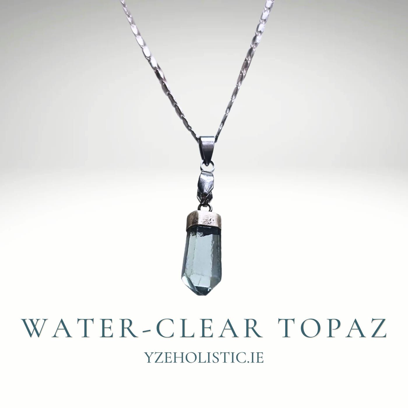 London Clear Blue Topaz Crystal Pendant Necklace