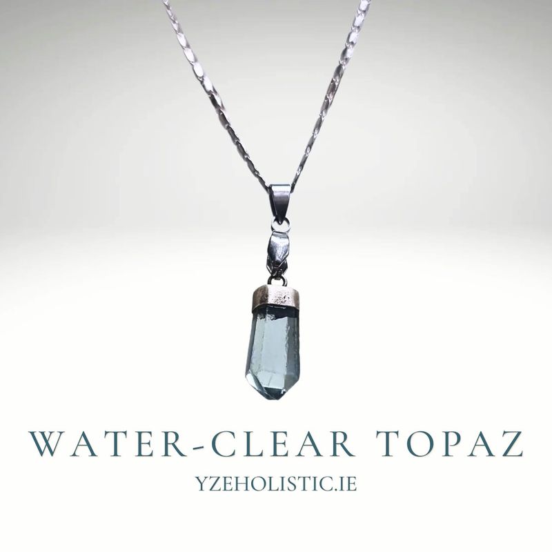 London Clear Blue Topaz Crystal Pendant Necklace