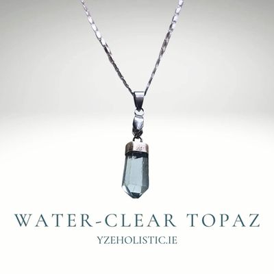 London Clear Blue Topaz Crystal Pendant Necklace