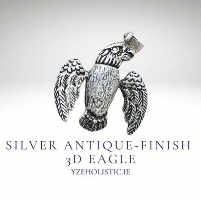 Silver Antique-Finish Moveable 3D Eagle Pendant Necklace