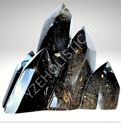 Black Galaxy Obsidian Crystal 5 Point Tower Obelisk 