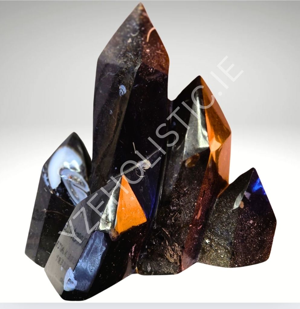 Black Galaxy Obsidian Crystal 5 Point Tower Obelisk 