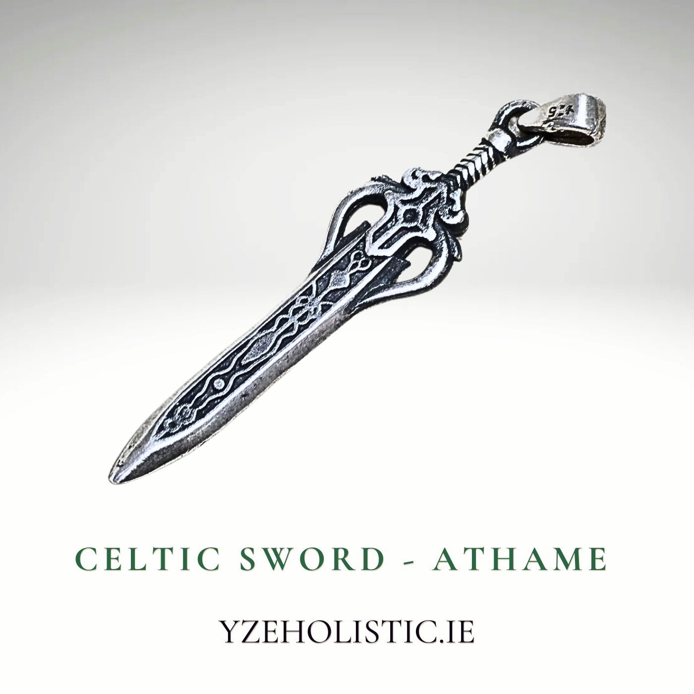 Wiccan Celtic Athame Pendant Necklace 925 Sterling Silver 