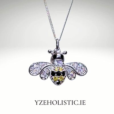 Bee Pendant Necklace Jewellery 925 Sterling Silver with Citrine and  Black Obsidian 