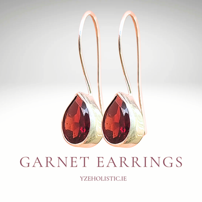 Garnet Crystal Earrings 925 Sterling Silver