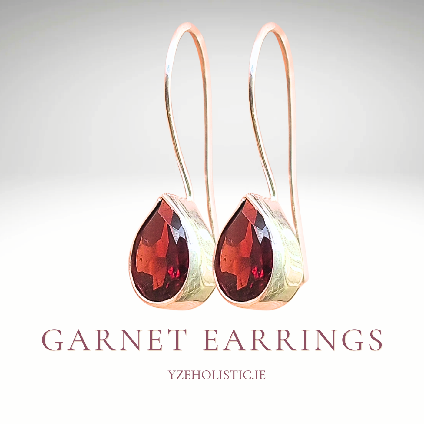 Garnet Crystal Earrings 925 Sterling Silver