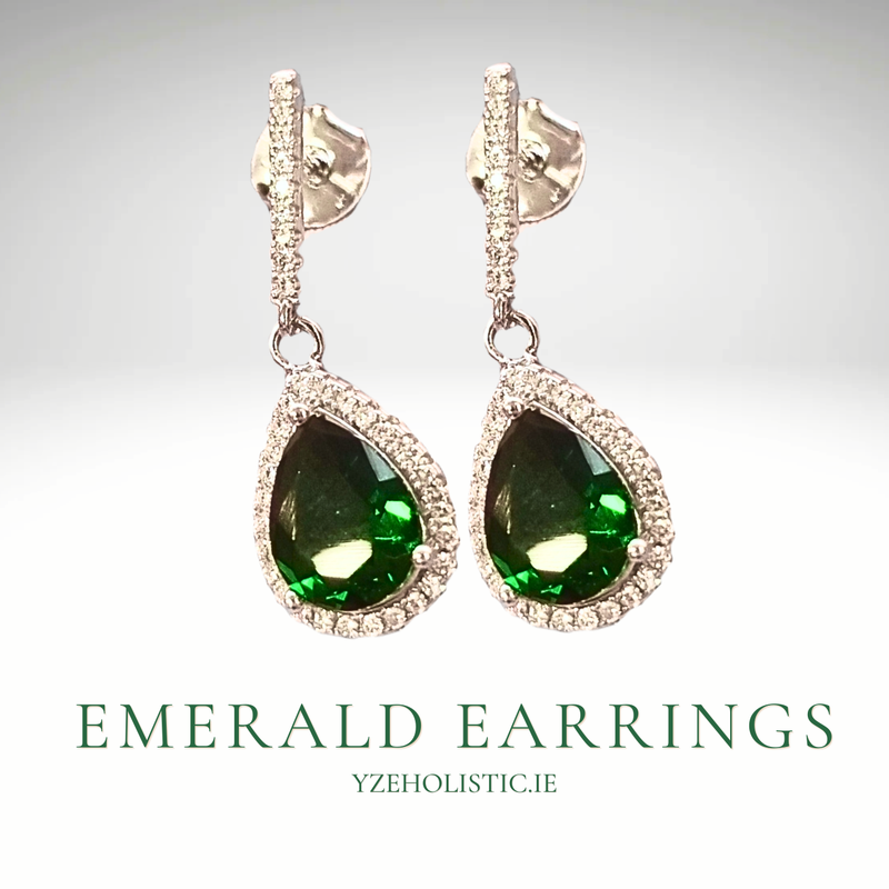 Emerald Crystal Earrings 925 Sterling Silver