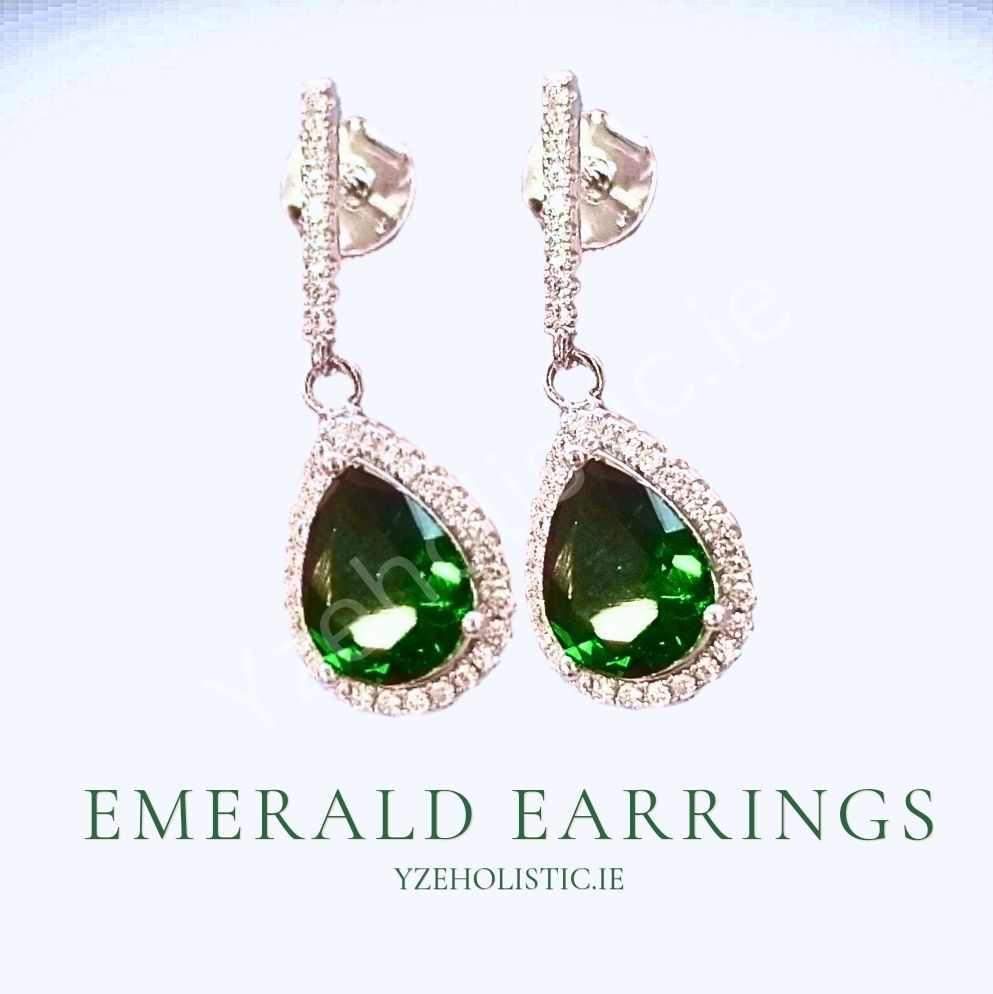 Emerald Crystal Earrings 925 Sterling Silver