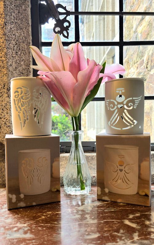 OIL WAX BURNER WHITE ANGEL CERAMIC TEA LIGHT 