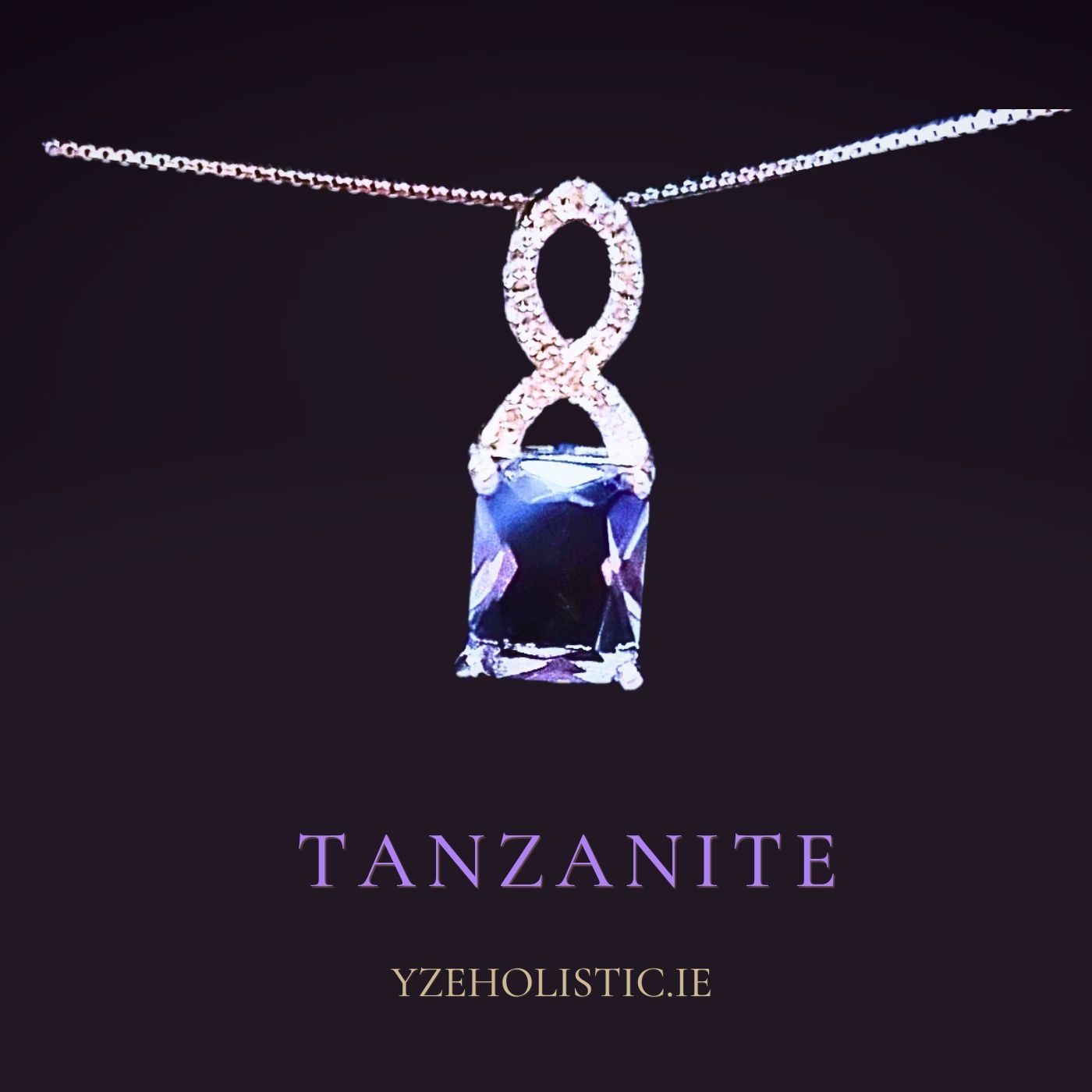 Tanzanite Crystal Pendant Necklace 925 Sterling Silver 