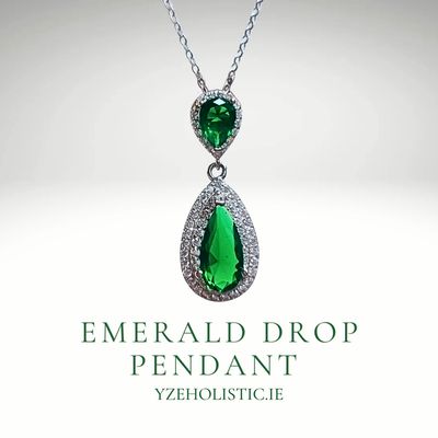 Emerald Drop Crystal 925 Sterling Silver Necklace