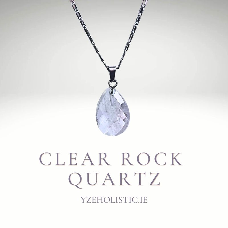 Clear Rock Quartz Natural Stone Crystal Pendant Necklace