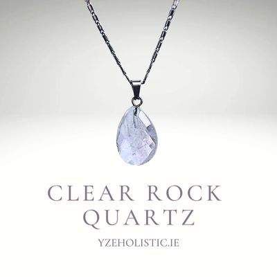 Clear Rock Quartz Natural Stone Crystal Pendant Necklace