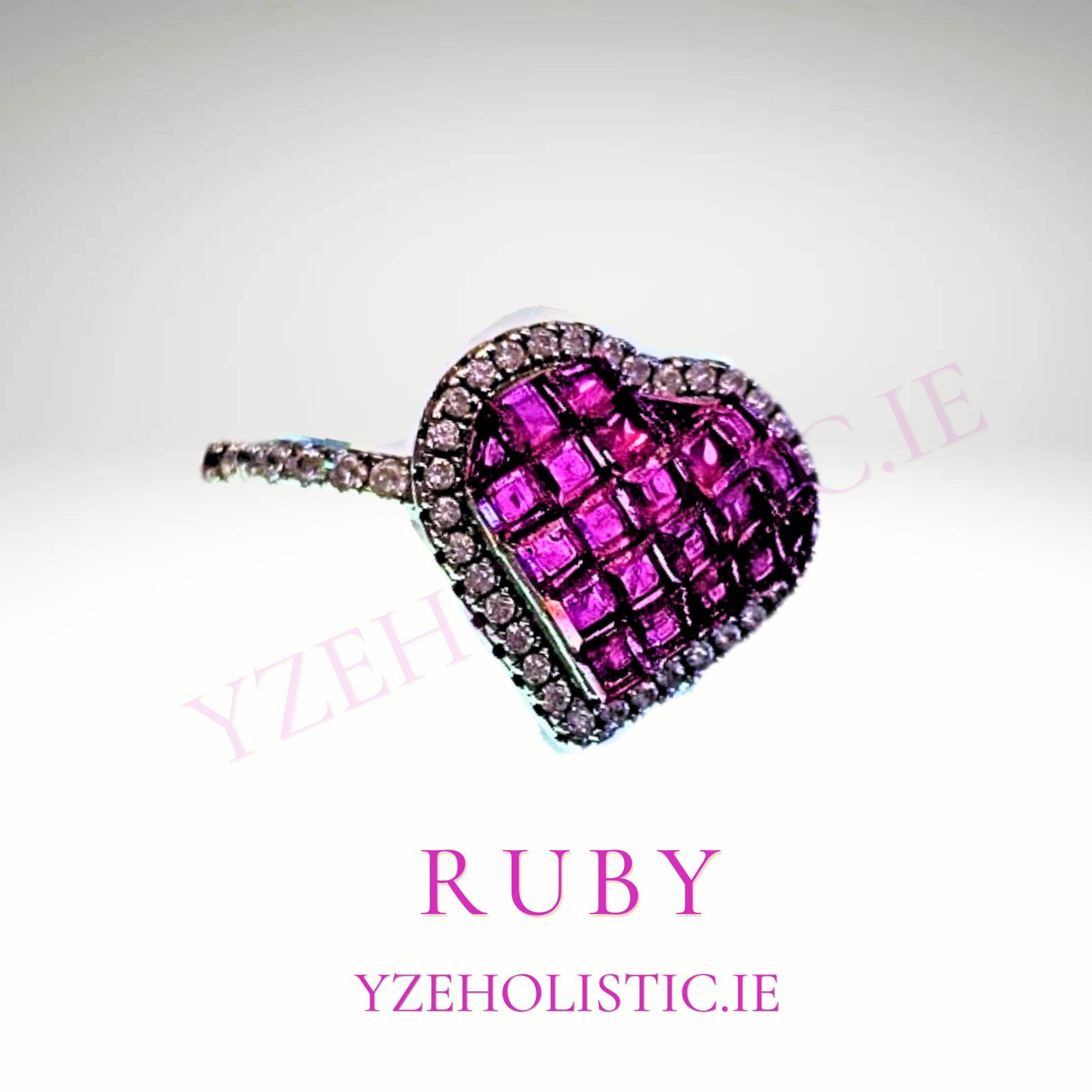 Ruby Crystal Ring Fuchsia Colour Natural Gemtone Ring 925 Sterling Silver