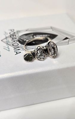Meteorite Campo Del Cielo Moldavite Crystal Herkimer Diamond Ring
