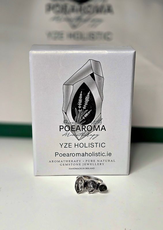 Meteorite Campo Del Cielo Moldavite Crystal Herkimer Diamond Ring