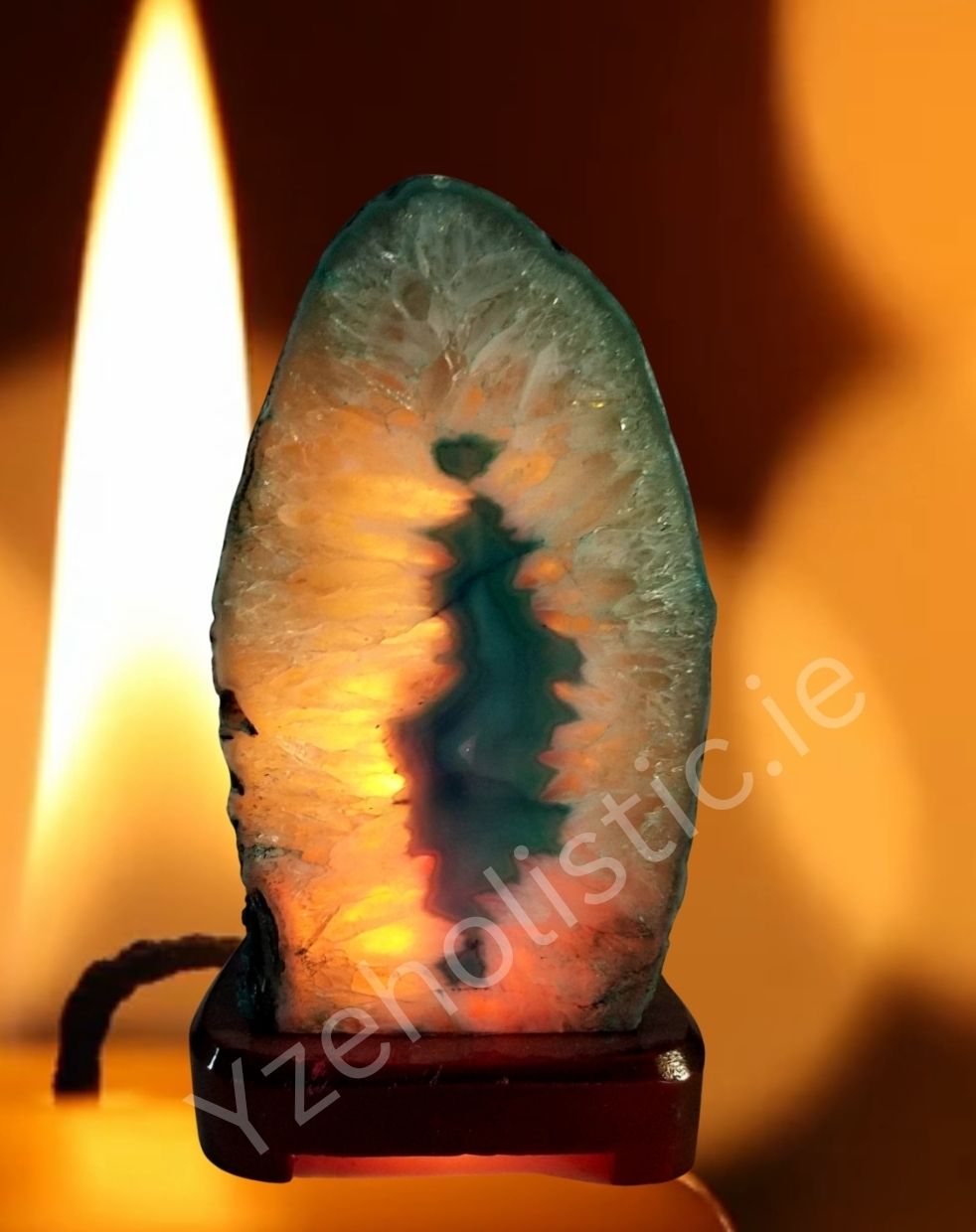 Agate Geode Crystal Lamp Crystal Cut Base Lamp Complete - Teal