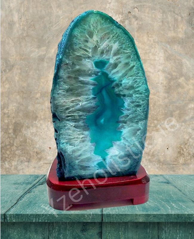 Agate Geode Crystal Lamp Crystal Cut Base Lamp Complete - Teal