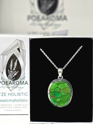 Green Mohave Turquoise Pendant Necklace Celtic