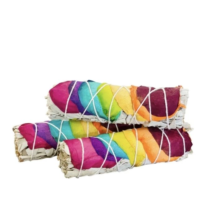 Sage Smudge Chakra Rainbow Rose Petels White Californian  Sage 