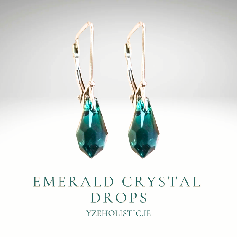 Emerald Crystal Earrings 925 Sterling Silver
