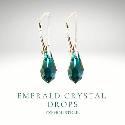 Emerald Crystal Earrings 925 Sterling Silver