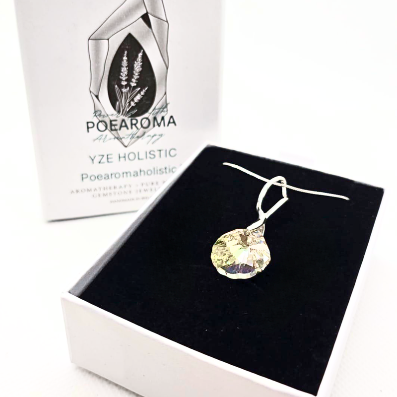 Citrine Shell Crystal 925 Sterling Silver Pendant Necklace