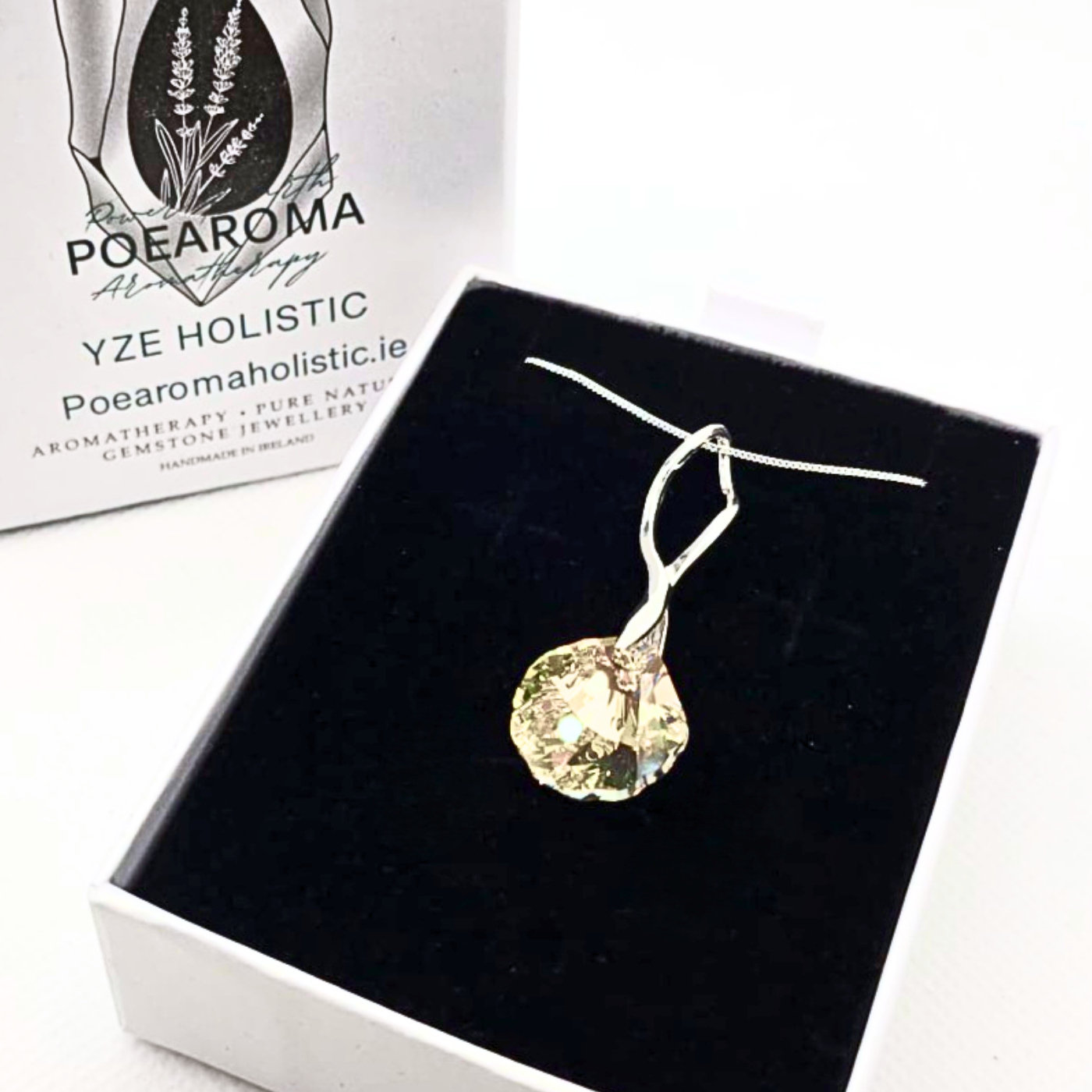 Citrine Shell Crystal Natural Stone 925 Sterling Silver Pendant Necklace