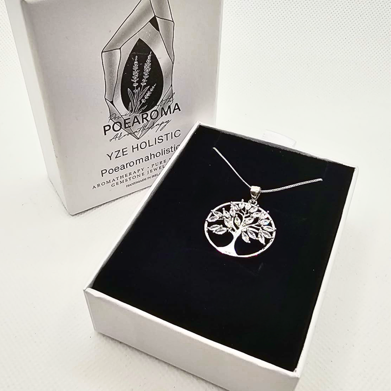 Tree of Life Zirconia Crystals Pendant 925 Sterling Silver Necklace 