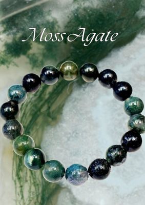 Moss Agate Bracelet Green Healing Gemstone Crystal 10mm