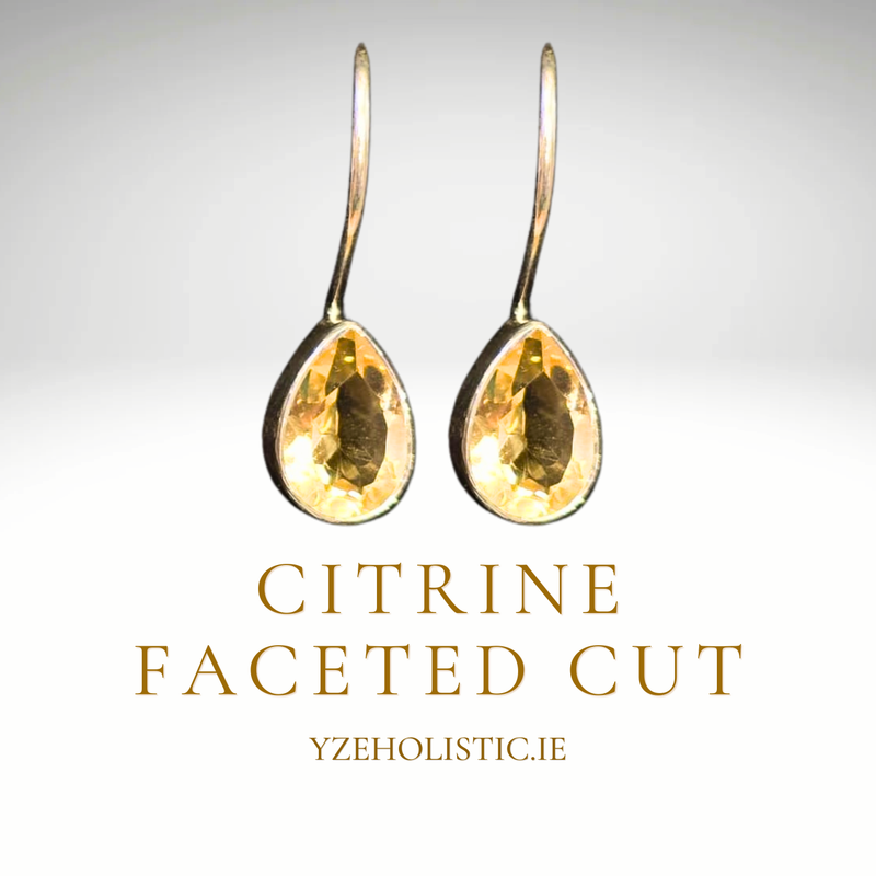 Citrine Crystal Natural Stone 925 Sterling Silver Earrings