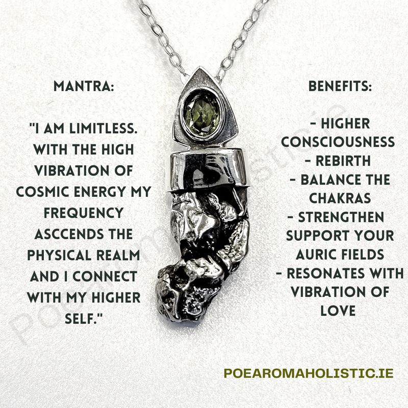 Meteorite Campo Del Cielo Genuine Moldavite Crystal 925 Sterling Silver Necklace Pendant &amp; Earrings Natural Stone Jewellery Set