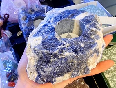 Sodalite Quartz Crystal Tealight Holder Stand 