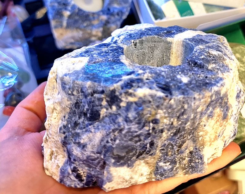 Sodalite Quartz Crystal Tealight Holder Stand 