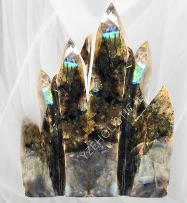 LABRODARITE CRYSTAL CARVING POINTS FACETED CUT STONE ENERGY GENERATOR OBELISK ORNAMENT 
