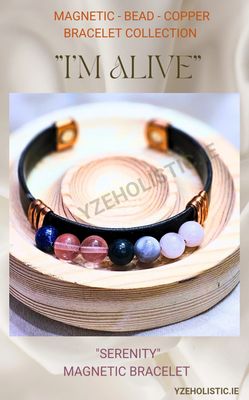 Bracelet Copper &quot;SERENITY&quot; Healing Minerals Magnetic with Natural Stone Crystals
