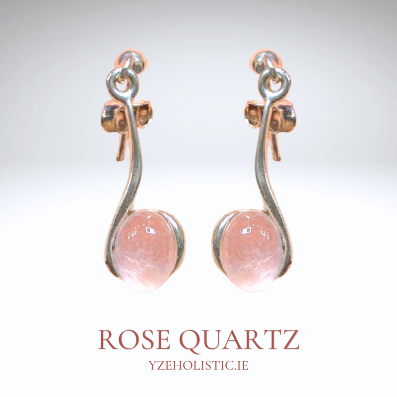 Rose Quartz Crystal 925 Sterling Silver Earrings