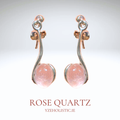 Rose Quartz Crystal 925 Sterling Silver Earrings