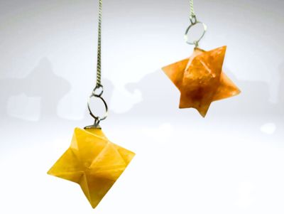 Honey Calcite Merkaba 925 Sterling Silver Pendant Necklace