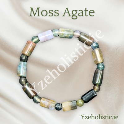 Moss Agate Bracelet Green Healing Gemstone Crystal ±10mm