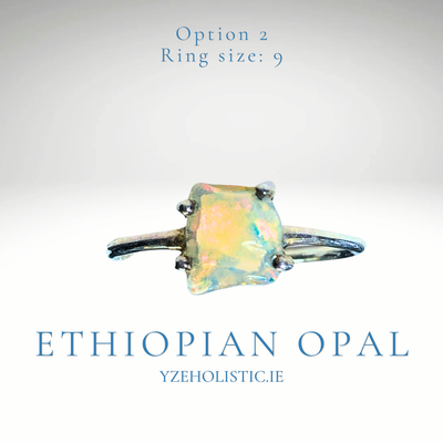 Ethiopian Opal Protection Crystal 925 Sterling Silver Ring