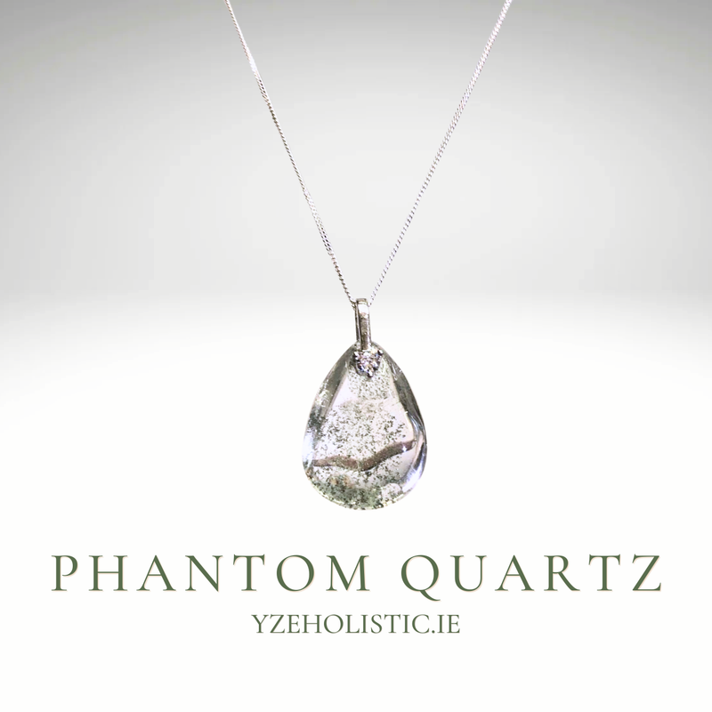 PHANTOM QUARTZ CRYSTAL 925 STERLING SILVER PENDANT AMULET