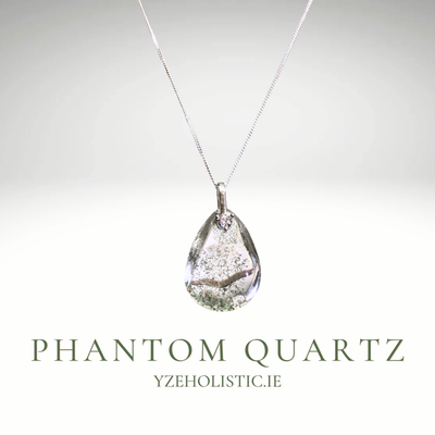 PHANTOM QUARTZ CRYSTAL 925 STERLING SILVER PENDANT AMULET