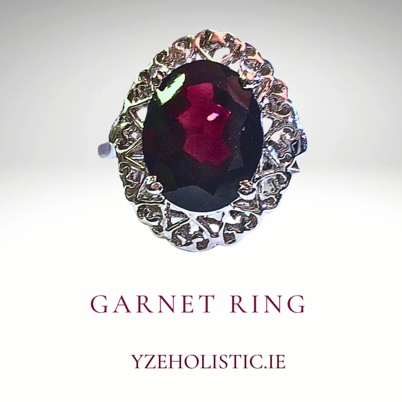 Garnet Gemstone Crystal 925 Sterling Silver Ring