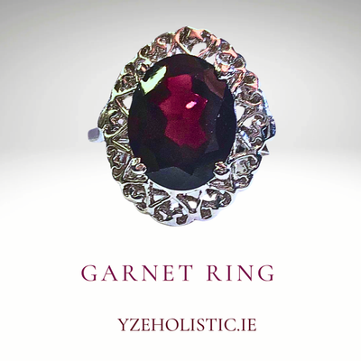 Garnet Gemstone Crystal 925 Sterling Silver Ring