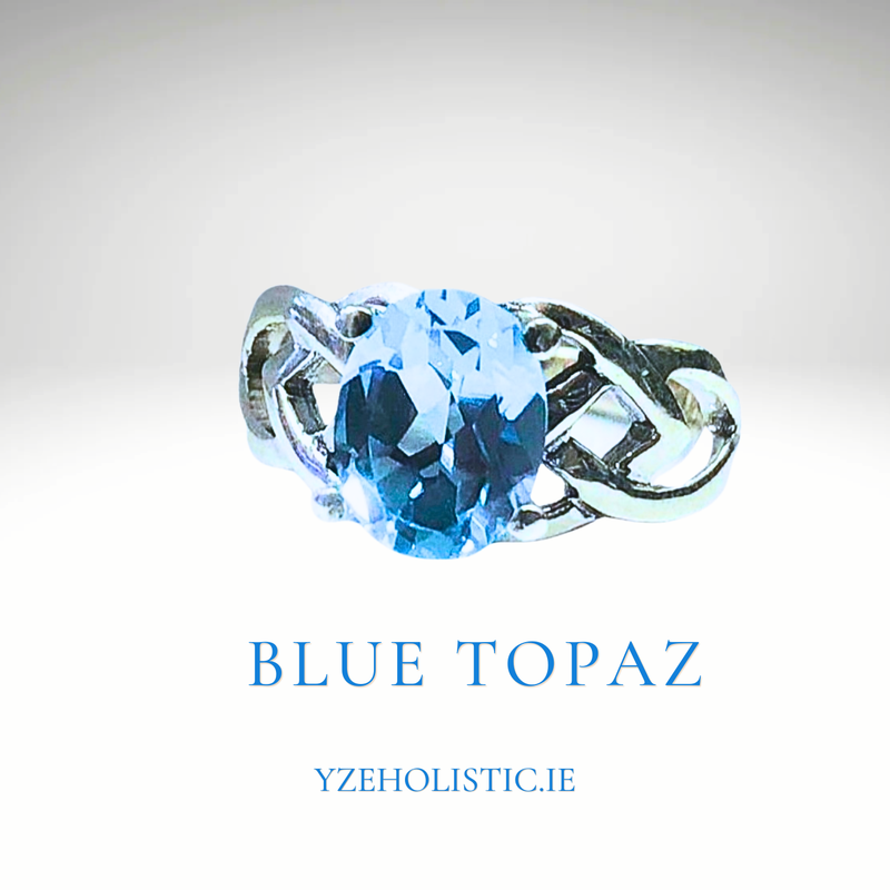 Topaz Ring Sky Blue Aqumarune 925 Sterling Silver 